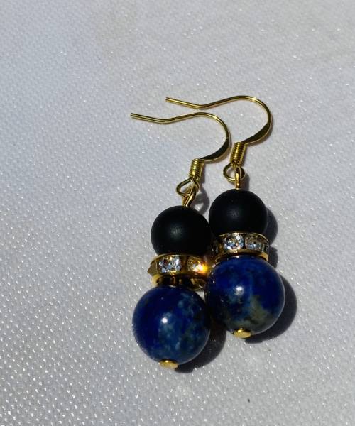 Lapis and Onyx Earrings