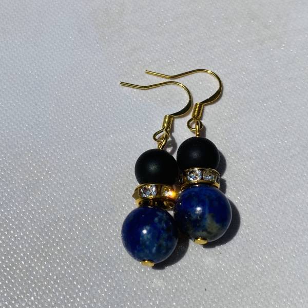 Lapis and Onyx Earrings